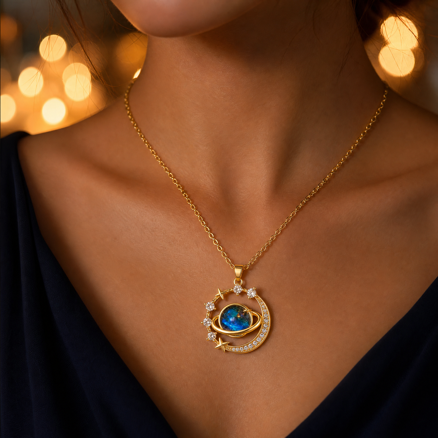 Collar Saturno + aretes de regalo